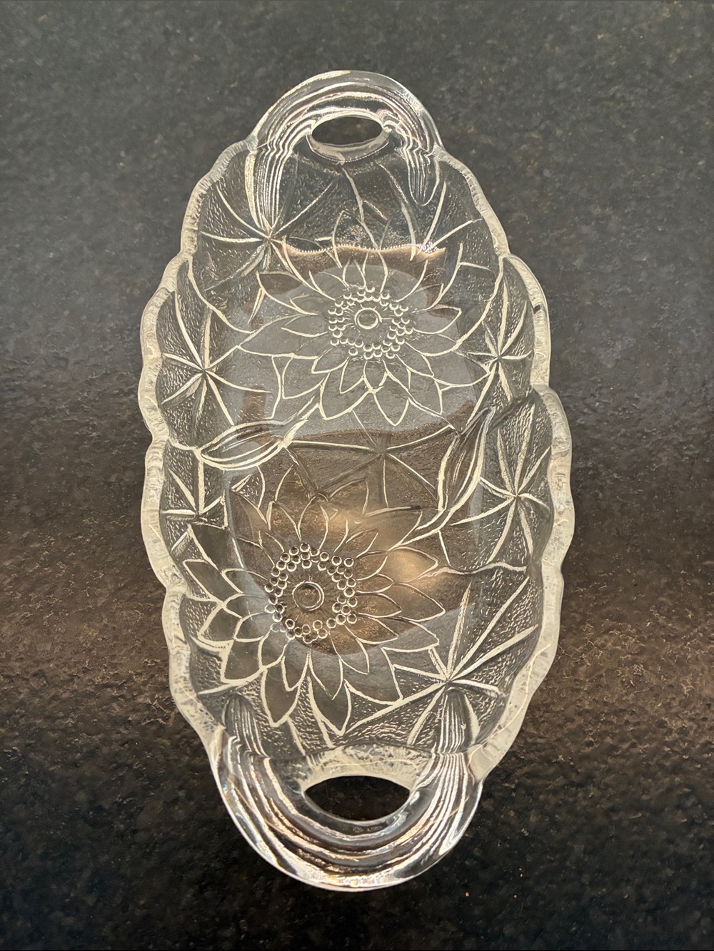 Vintage Indiana Glass Sunflower Serving Relish Dish